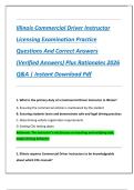 Illinois Commercial Driver Instructor  Licensing Examination Practice  Questions And Correct Answers  &lpar;Verified Answers&rpar; Plus Rationales 2026  Q&A &vert; Instant Download Pdf 