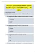 Test Bank for Textbook of Radiographic  Positioning and Related Anatomy&comma; 11th  Edition