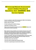 RN Concept-Based Assessment Level 2 Online Practice B Questions And  ANSWERS  With Correct Update