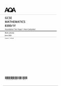 2025 AQA GCSE MATHEMATICS Mark scheme Paper 1 &lpar;8300&sol;1F&colon; Non-Calculator Foundation Tier&rpar;