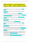 HESI A2 Version 1 and 2 Questions and Answers &lpar;2025 &sol; 2026&rpar; &lpar;Verified Answers&rpar;