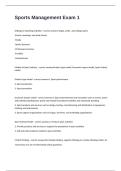 Sports Management Exam 1 Advanced Questions And Correct Detailed Answers&period;