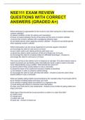 NSE111 EXAM REVIEW QUESTIONS WITH CORRECT ANSWERS &lpar;GRADED A&plus;&rpar; 