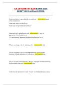 CA Optometry Law Exam 2025 &ndash; Complete Questions and Correct Answers Study Set