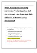 Illinois Drone Operator Licensing  Examination Practice Questions And  Correct Answers &lpar;Verified Answers&rpar; Plus  Rationales 2026 Q&A &vert; Instant  Download Pdf