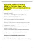 ESSENTIALS OF INVESTMENTS &lpar;GLOBAL EDITION&rpar; CHAPTER 13 QUESTIONS WITH CORRECT ANSWERS 2024-2025