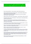 ESPONSORSHIP APPLICATION AND TRAINING PRE ASSESSMENT EXAM QUESTIONS AND ANSWERS
