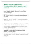 Nevada Manufactured Housing Licensing Study Guide questions with answers&comma;