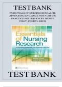 Test Bank for Essentials of Nursing Research&colon; Appraising Evidence for Nursing Practice&comma; 9th Edition by Denise Polit & Cheryl Beck &lpar;2026&rpar;