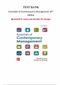 Test Bank - Essentials of Contemporary Management&comma; 10th Edition By Gareth R&period; Jones&comma; Chapter 1-14 &vert; All Chapters