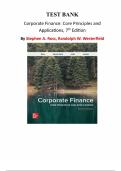 Test Bank - Corporate Finance&colon; Core Principles and Applications&comma; 7th Edition &lpar;Ross&comma; 2023&rpar;&comma; Chapter 1-21 &vert; All Chapters