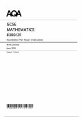 2025 AQA GCSE MATHEMATICS Mark Scheme Paper 2 &lpar;8300&sol;2F&colon; Calculator Foundation Tier&rpar;