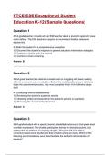 FTCE ESE Exceptional Student Education K-12 &lpar;Sample Questions&rpar; Questions with correct Answers &lpar;A&plus; GRADED 100&percnt; VERIFIED&rpar;&vert; 2025&sol;2026