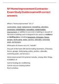 NY Home Improvement Contractor Exam Study Guide exam with correct answers