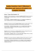 Sophia Statistics Unit 2 Milestone 2&colon; Questions and Answers &lpar;Graded A&plus;&rpar; &vert; Complete Solutions