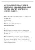 CNN EXAM FOR NEPHROLOGY NURSING CERTIFICATION COMMISSION EXAMINATION TEST 2026 COMPLETE QUESTIONS AND ANSWERS GRADED A&plus;