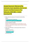Georgia Basement Waterproofing  Contractor Exam Questions And Correct  Answers &lpar;Verified Answers&rpar; Plus  Rationales 2026 Q&A &vert; Instant  Download Pdf