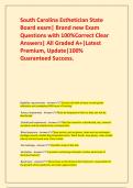 South Carolina Esthetician State Board exam&vert; Brand new Exam Questions with 100&percnt;Correct Clear  Answers&vert; All Graded A&plus;&vert;Latest Premium&comma; Update&vert;100&percnt; Guaranteed Success&period;