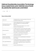 National Guardianship Association Terminology EXAM QUESTIONS AND VERIFIED SOLUTIONS &vert;ELABORATED &DETAILED ANSWERS&excl;&excl;