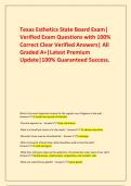   Texas Esthetics State Board Exam&vert; Verified Exam Questions with 100&percnt; Correct Clear Verified Answers&vert; All Graded A&plus;&vert;Latest Premium Update&vert;100&percnt; Guaranteed Success&period;