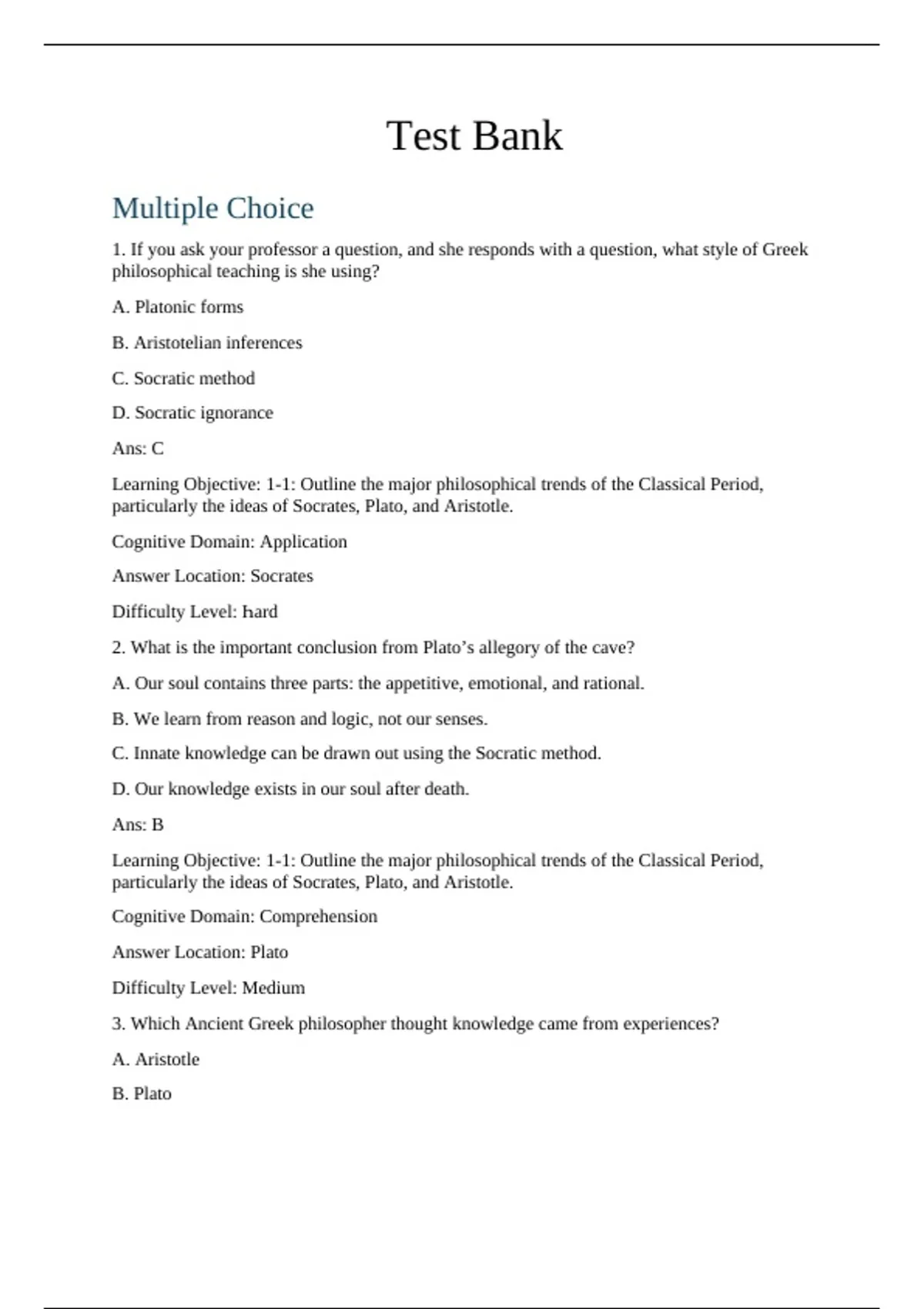 practice test bank questions, final exam : A History of Modern ...