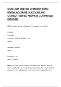 GCSE AQA SCIENCE CHEMISTRY EXAM REVIEW ACCURATE QUESTIONS AND CORRECT VERIFIED ANSWERS GUARANTEED PASS 2026