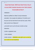 Hawaii Real Estate  2026 Exam State Portion Only &lpar;2  versions With Complete Questions And 100&percnt; Detailed  Answers&vert;&vert;Brand New&excl;&excl;&excl; 