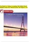Test Bank for College Accounting 16th Edition David Haddock John Price Michael Farina All Chapters 1-30