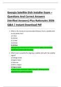 Georgia Satellite Dish Installer Exam  Questions And Correct Answers  &lpar;Verified Answers&rpar; Plus Rationales 2026  Q&A &vert; Instant Download Pdf