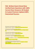  FAA  Written Exam&vert; Brand New Verified Exam Questions with 100&percnt; Correct Clear Answers&vert; All Graded A&plus;&vert;Latest Premium Update&vert;100&percnt; Guaranteed Success&period;