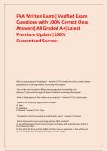 FAA Written Exam&vert; Verified Exam Questions with 100&percnt; Correct Clear Answers&vert;All Graded A&plus;&vert;Latest Premium Update&vert;100&percnt; Guaranteed Success&period;