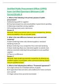 Certified Public Procurement Officer &lpar;CPPO&rpar;  Exam Certified Questions &Answers&vert;100  Correct&vert; Grade A &plus;