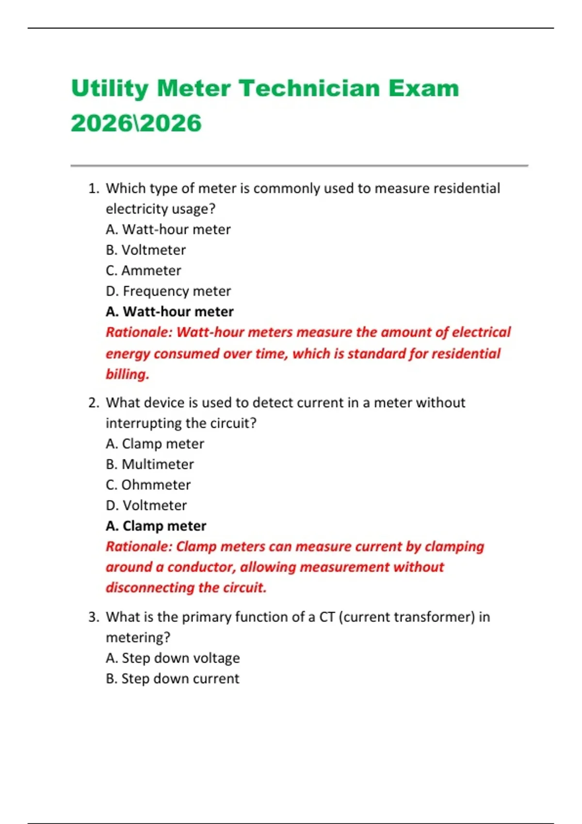 Tech En Meter Utility Meter Technician Exam - Utility Meter Technician - Stuvia US