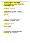 Managerial Accounting MBA Prepworks Exam Actual Questions and Answers 2026&period;docx