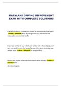 MARYLAND DRIVING IMPROVEMENT EXAM WITH COMPLETE SOLUTIONS