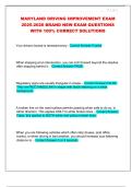 MARYLAND DRIVING IMPROVEMENT EXAM 2025-2026 BRAND NEW EXAM QUESTIONS WITH 100- CORRECT SOLUTIONS 