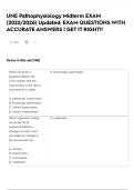 UNE Pathophysiology Midterm EXAM &lpar;2025&sol;2026&rpar; Updated&colon; EXAM QUESTIONS WITH ACCURATE ANSWERS &vert; GET IT RIGHT&excl;&excl;
