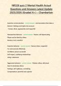 NR326 quiz 2 Mental Health Actual Questions and Answers Latest Update 2025&sol;2026 &lpar;Graded A&plus;&rpar; &ndash; Chamberlain