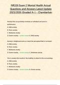 NR326 Exam 2 Mental Health Actual Questions and Answers Latest Update 2025&sol;2026 &lpar;Graded A&plus;&rpar; &ndash; Chamberlain