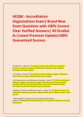   HCQM - Accreditation Organizations Exam&vert; Brand New Exam Questions with 100&percnt; Correct Clear Verified Answers&vert; All Graded A&plus;&vert;Latest Premium Update&vert;100&percnt; Guaranteed Success&period;