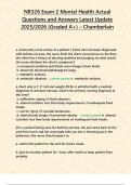 NR326 Exam 2 Mental Health Actual Questions and Answers Latest Update 2025&sol;2026 &lpar;Graded A&plus;&rpar; &ndash; Chamberlain