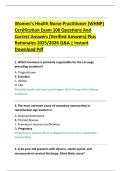 Women&rsquo;s Health Nurse Practitioner &lpar;WHNP&rpar;  Certification Exam 100 Questions And  Correct Answers &lpar;Verified Answers&rpar; Plus  Rationales 2025&sol;2026 Q&A &vert; Instant  Download Pdf 