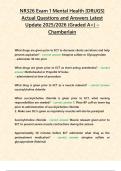 NR326 Exam 1 Mental Health &lbrack;DRUGS&rsqb; Actual Questions and Answers Latest Update 2025&sol;2026 &lpar;Graded A&plus;&rpar; &ndash; Chamberlain