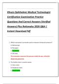 Illinois Ophthalmic Medical Technologist  Certification Examination Practice  Questions And Correct Answers &lpar;Verified  Answers&rpar; Plus Rationales 2026 Q&A &vert;  Instant Download Pdf