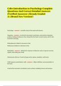 C180-Introduction to Psychology Complete  Questions And Correct Detailed Answers  &lpar;Verified Answers&rpar; &vert;Already Graded  A&plus;&vert;Brand New Version&excl;