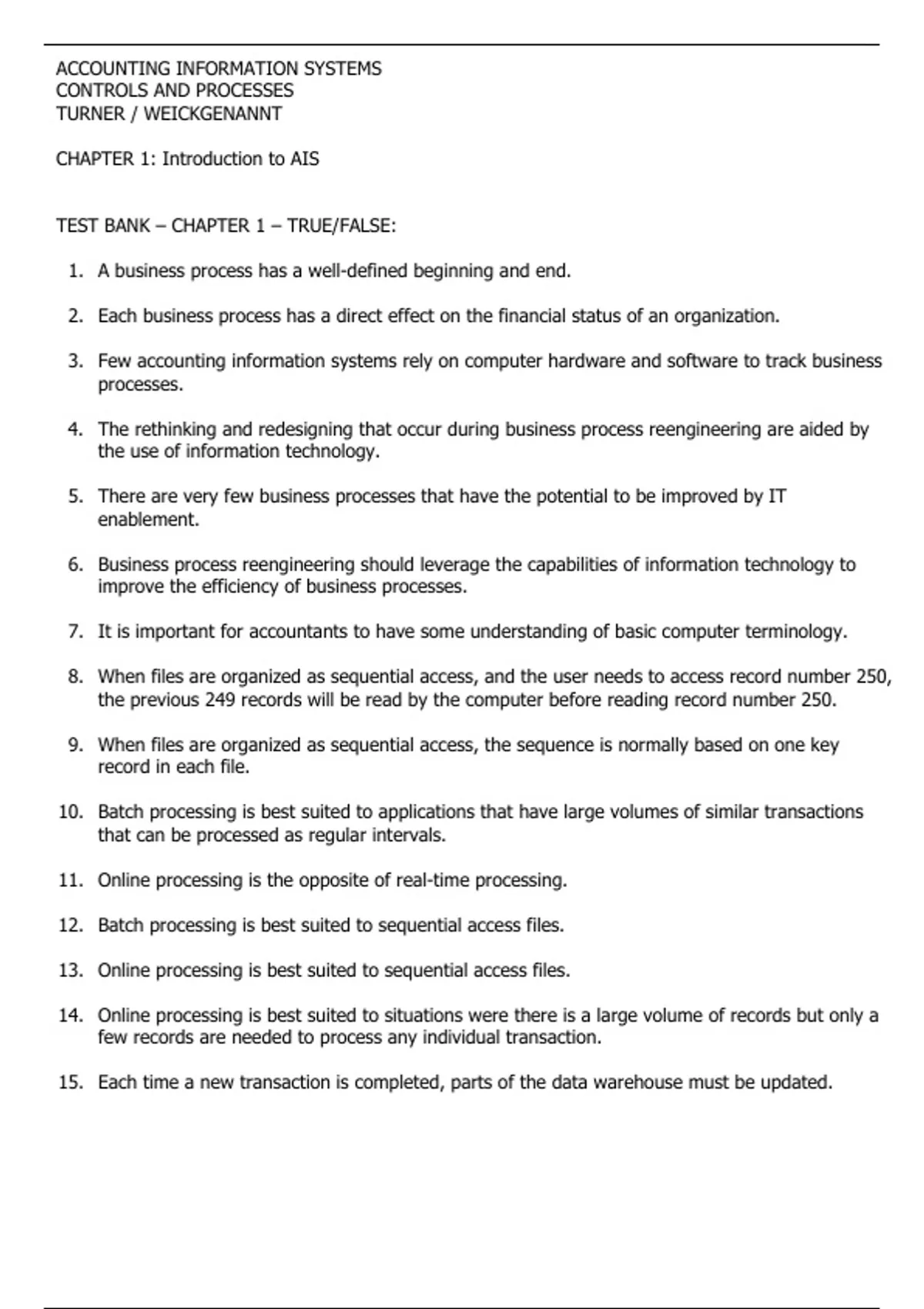 practice test bank questions, final exam : Accounting Information ...