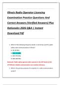 Illinois Radio Operator Licensing  Examination Practice Questions And  Correct Answers &lpar;Verified Answers&rpar; Plus  Rationales 2026 Q&A &vert; Instant  Download Pdf