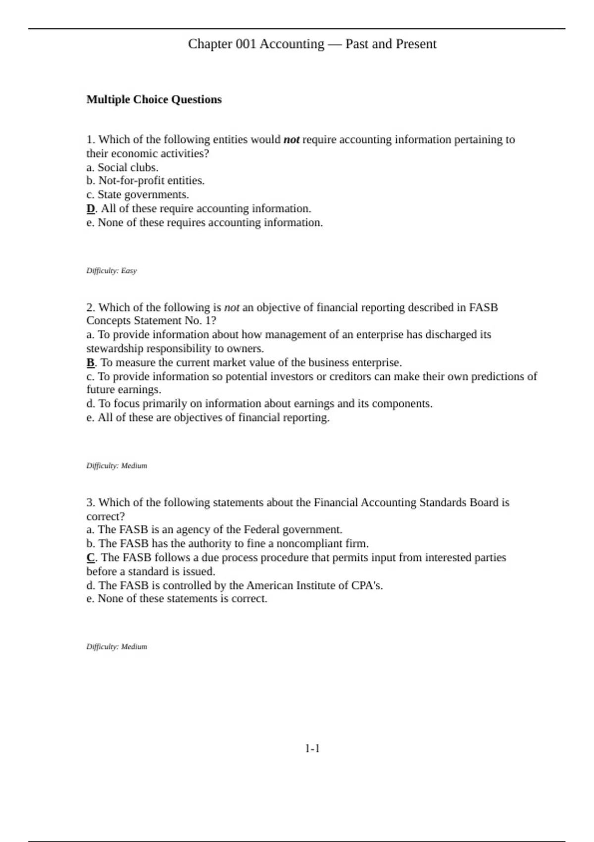 practice test bank questions, final exam : Accounting What numbers mean ...