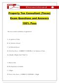 Property Tax Consultant &lpar;Texas&rpar; Exam Questions and Answers 100&percnt; Pass