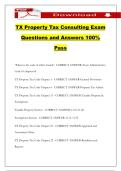 TX Property Tax Consulting Exam Questions and Answers 100&percnt; Pass